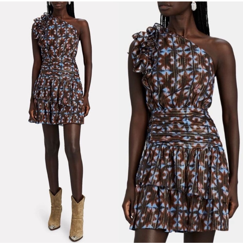 Ulla Johnson Kaia Ruffled One Shoulder Mini Dress Size 10